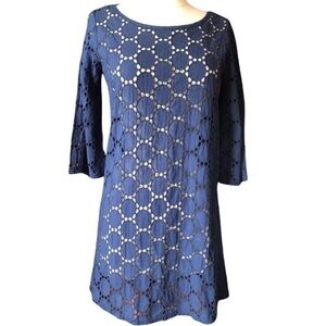 Blue Lace Overlay Dress